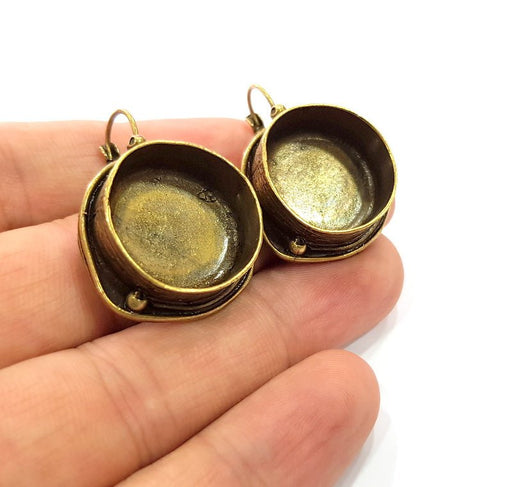 Earring Blank Backs Antique Bronze Resin Base inlay Cabochon Mountings Setting Antique Bronze Plated Brass (20mm blank) 1 pair G15436