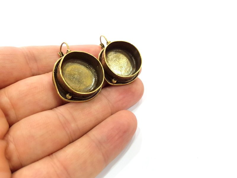 Earring Blank Backs Antique Bronze Resin Base inlay Cabochon Mountings Setting Antique Bronze Plated Brass (20mm blank) 1 pair G15436