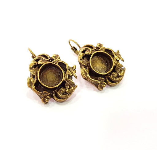 Earring Blank Backs Antique Bronze Resin Base inlay Cabochon Mountings Setting Antique Bronze Plated Brass (10mm blank) 1 pair G15437