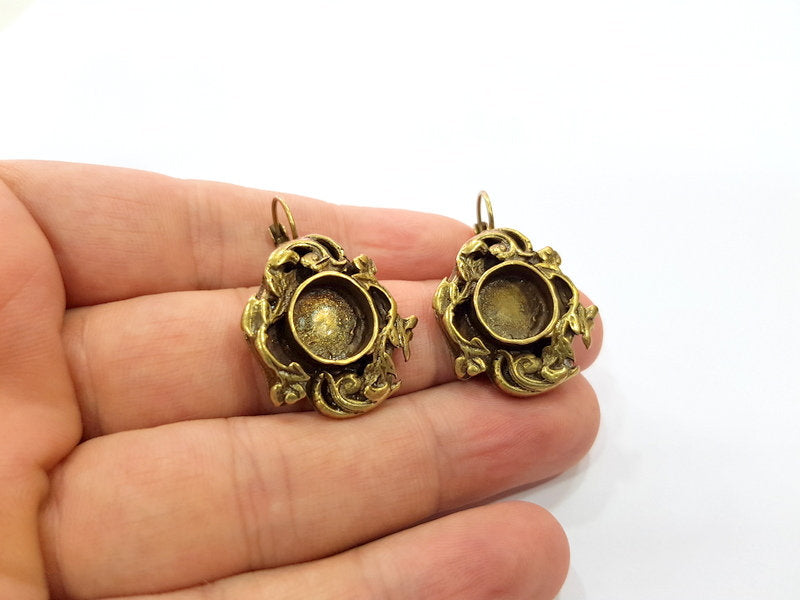 Earring Blank Backs Antique Bronze Resin Base inlay Cabochon Mountings Setting Antique Bronze Plated Brass (10mm blank) 1 pair G15437