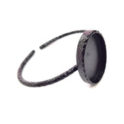 Black Bracelet Blank Cuff Bezel Resin Bangle inlay Blank Glass Cabochon Base Bezel Hammered Adjustable Black Bracelet (30x22mm ) G16272