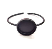 Black Bracelet Blank Cuff Bezel Resin Bangle inlay Blank Glass Cabochon Base Bezel Hammered Adjustable Black Bracelet (25mm ) G16274
