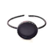 Black Bracelet Blank Cuff Bezel Resin Bangle inlay Blank Glass Cabochon Base Bezel Hammered Adjustable Black Bracelet (25mm ) G16274