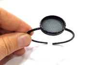 Black Bracelet Blank Cuff Bezel Resin Bangle inlay Blank Glass Cabochon Base Bezel Hammered Adjustable Black Bracelet (25mm ) G16274