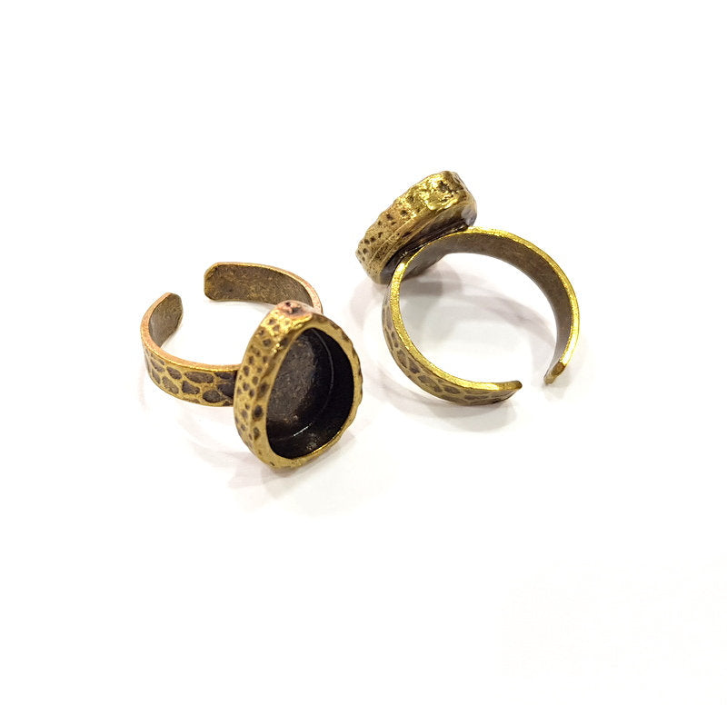 Antique Bronze Ring Blank Setting Cabochon Base inlay Ring Backs Mounting Adjustable Ring Bezel (14x10mm blank) Antique Bronze Plated G16276