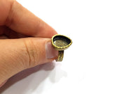 Antique Bronze Ring Blank Setting Cabochon Base inlay Ring Backs Mounting Adjustable Ring Bezel (14x10mm blank) Antique Bronze Plated G16276