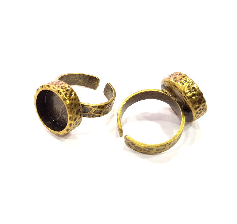Antique Bronze Ring Blank Setting Cabochon Base inlay Ring Backs Mounting Adjustable Ring Bezel (12mm blank) Antique Bronze Plated G16277
