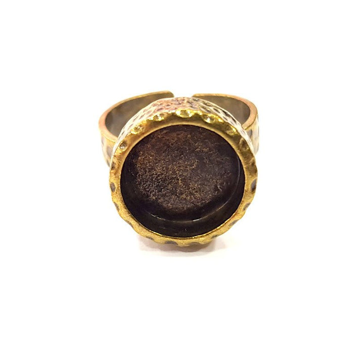 Antique Bronze Ring Blank Setting Cabochon Base inlay Ring Backs Mounting Adjustable Ring Bezel (12mm blank) Antique Bronze Plated G16277