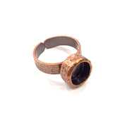 Copper Ring Blank Setting Cabochon Base inlay Ring Backs Mounting Adjustable Ring Base Bezel (8mm blank) Antique Copper Plated G16279