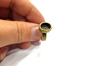 Antique Bronze Ring Blank Setting Cabochon Base inlay Ring Backs Mounting Adjustable Ring Bezel (10x8mm blank) Antique Bronze Plated G16281