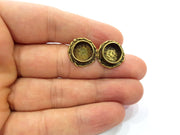 Earring Blank Backs Antique Bronze Resin Base inlay Cabochon Mountings Setting Antique Bronze Plated Brass (10mm blank) 1 pair G15438