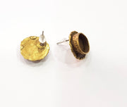 Earring Blank Backs Antique Bronze Resin Base inlay Cabochon Mountings Setting Antique Bronze Plated Brass (10mm blank) 1 pair G15438