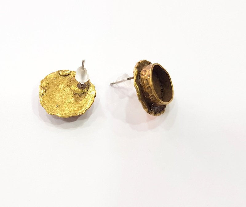 Earring Blank Backs Antique Bronze Resin Base inlay Cabochon Mountings Setting Antique Bronze Plated Brass (10mm blank) 1 pair G15438