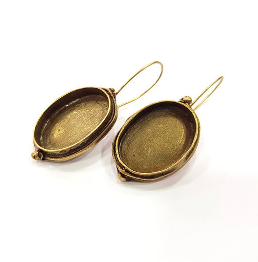 Earring Blank Backs Antique Bronze Resin Base inlay Cabochon Mountings Setting Antique Bronze Plated Brass (25x18mm blank) 1 pair G15443