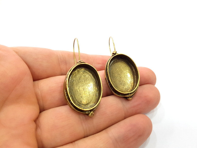 Earring Blank Backs Antique Bronze Resin Base inlay Cabochon Mountings Setting Antique Bronze Plated Brass (25x18mm blank) 1 pair G15443