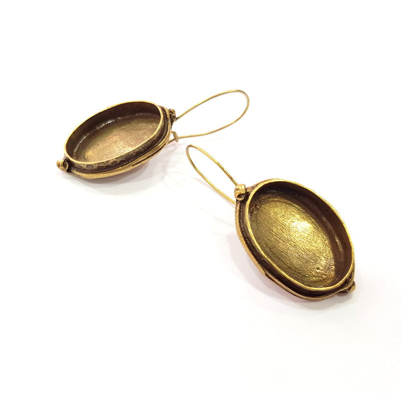 Earring Blank Backs Antique Bronze Resin Base inlay Cabochon Mountings Setting Antique Bronze Plated Brass (25x18mm blank) 1 pair G15443