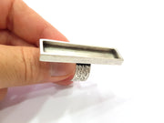 Silver Ring Blank Setting Cabochon Base inlay Ring Backs Mounting Adjustable Ring Base Bezel (50x10mm) Antique Silver Plated G15450