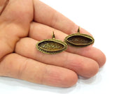 Earring Blank Backs Antique Bronze Resin Base inlay Cabochon Mountings Setting Antique Bronze Plated Brass (22x8mm blank) 1 pair G15455