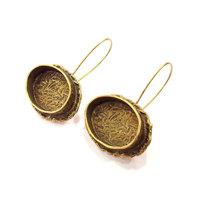 Earring Blank Backs Antique Bronze Resin Base inlay Cabochon Mountings Setting Antique Bronze Plated Brass (20x15mm blank) 1 pair G15458