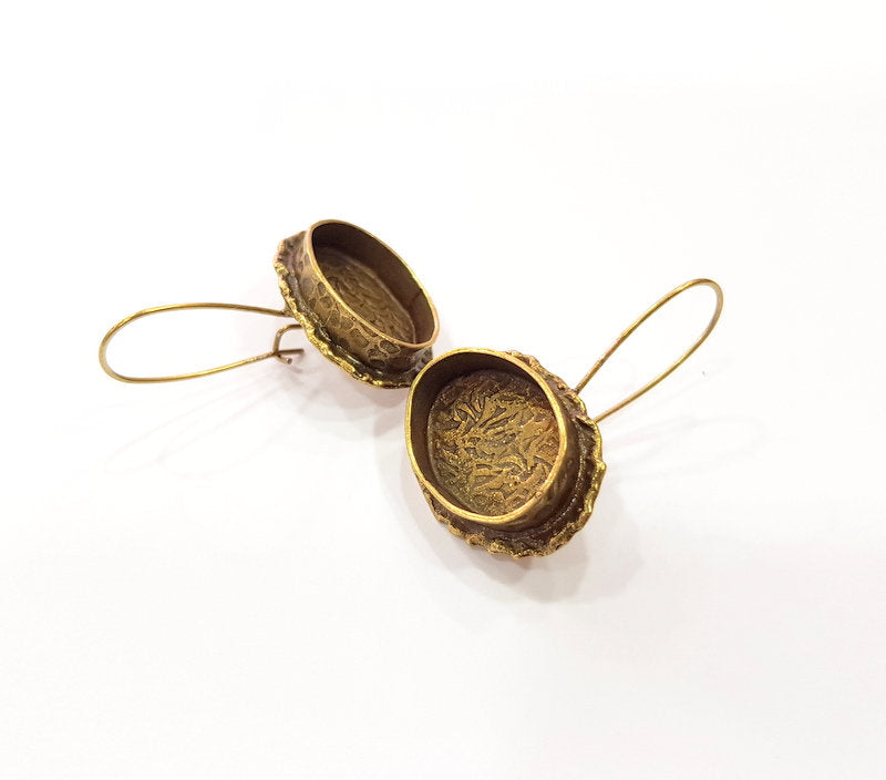 Earring Blank Backs Antique Bronze Resin Base inlay Cabochon Mountings Setting Antique Bronze Plated Brass (20x15mm blank) 1 pair G15458