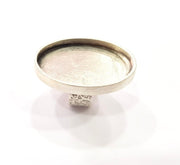 Silver Ring Blank Setting Cabochon Base inlay Ring Backs Mounting Adjustable Ring Base Bezel (40x30mm blank) Antique Silver Plated G15459