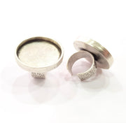 Silver Ring Blank Setting Cabochon Base inlay Ring Backs Mounting Adjustable Ring Base Bezel (30mm blank) Antique Silver Plated G15477