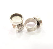 Silver Ring Blank Setting Cabochon Base inlay Ring Backs Mounting Adjustable Ring Base Bezel (16mm blank) Antique Silver Plated G15479