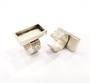 Silver Ring Blank Setting Cabochon Base inlay Ring Backs Mounting Adjustable Ring Base Bezel (25x10mm) Antique Silver Plated G15480