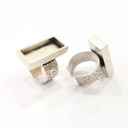 Silver Ring Blank Setting Cabochon Base inlay Ring Backs Mounting Adjustable Ring Base Bezel (25x10mm) Antique Silver Plated G15480