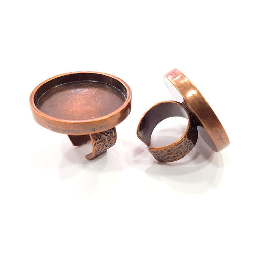 Copper Ring Blank Setting Cabochon Base inlay Ring Backs Mounting Adjustable Ring Base Bezel (30mm blank) Antique Copper Plated G15484