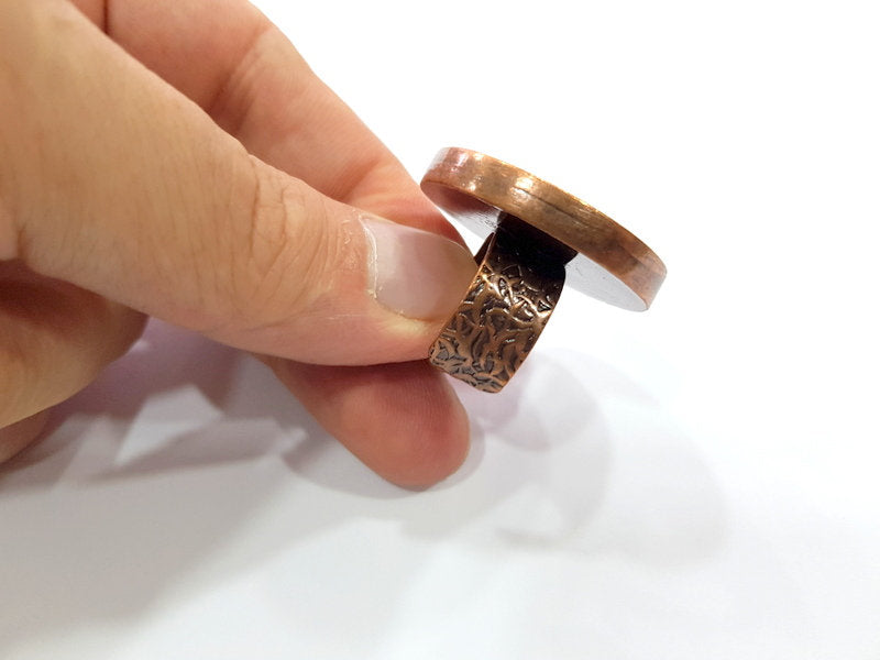 Copper Ring Blank Setting Cabochon Base inlay Ring Backs Mounting Adjustable Ring Base Bezel (30mm blank) Antique Copper Plated G15484