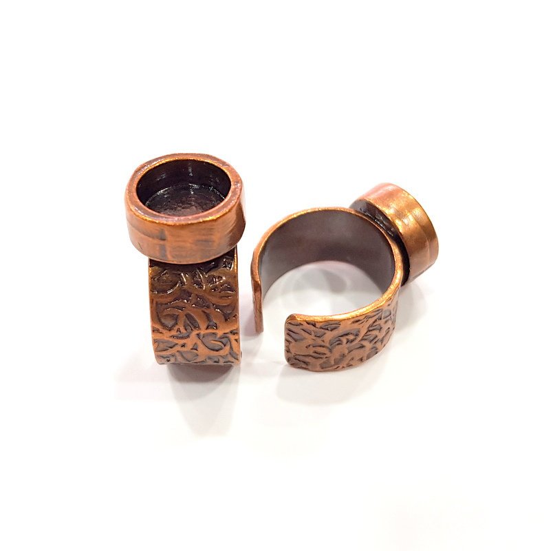 Copper Ring Blank Setting Cabochon Base inlay Ring Backs Mounting Adjustable Ring Base Bezel (10mm blank) Antique Copper Plated G15485