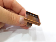 Copper Ring Blank Setting Cabochon Base inlay Ring Backs Mounting Adjustable Ring Base Bezel (25mm square blank)Antique Copper Plated G15486