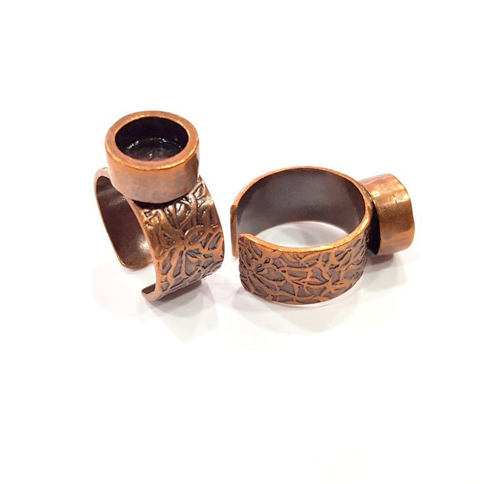 Copper Ring Blank Setting Cabochon Base inlay Ring Backs Mounting Adjustable Ring Base Bezel (8mm blank) Antique Copper Plated G15492