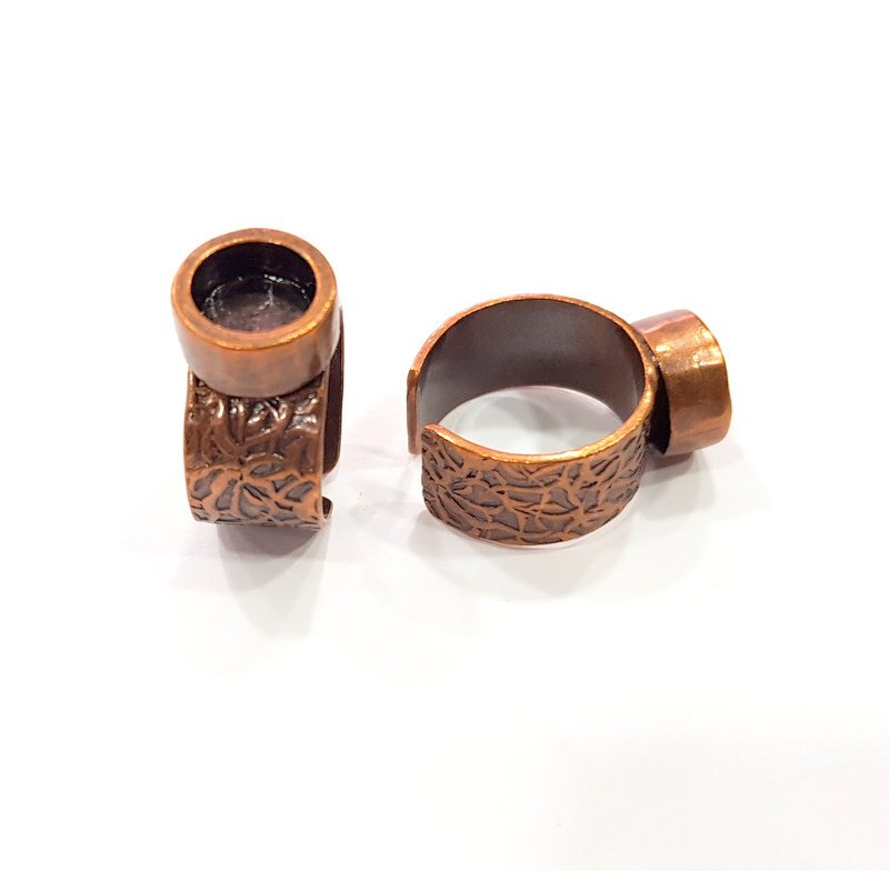 Copper Ring Blank Setting Cabochon Base inlay Ring Backs Mounting Adjustable Ring Base Bezel (8mm blank) Antique Copper Plated G15492