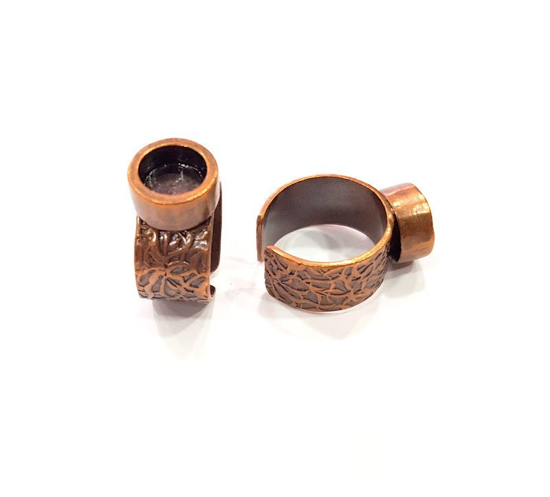 Copper Ring Blank Setting Cabochon Base inlay Ring Backs Mounting Adjustable Ring Base Bezel (8mm blank) Antique Copper Plated G15492