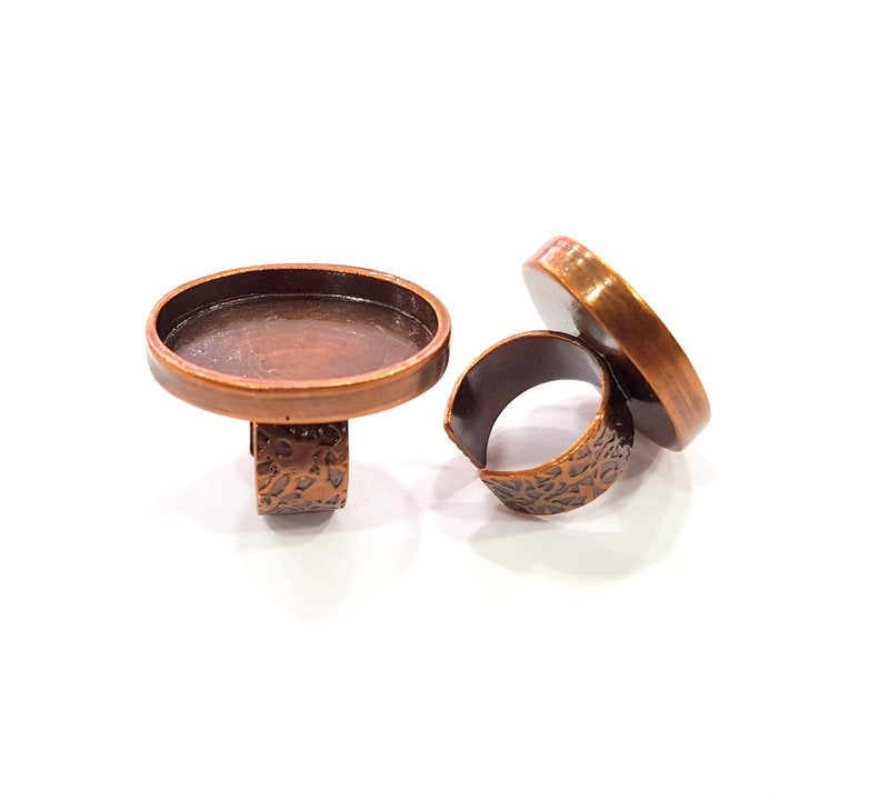 Copper Ring Blank Setting Cabochon Base inlay Ring Backs Mounting Adjustable Ring Base Bezel(30x22mm oval blank)Antique Copper Plated G15493