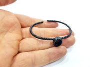 Black Bracelet Blank Cuff Bezel Resin Bangle inlay Blank Glass Cabochon Base Bezel Hammered Adjustable Black Bracelet (10x8mm ) G16305