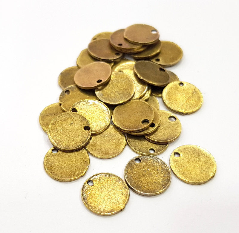 20 Disc Charms Flake Charm Antique Bronze Round Charms (11mm) G16306
