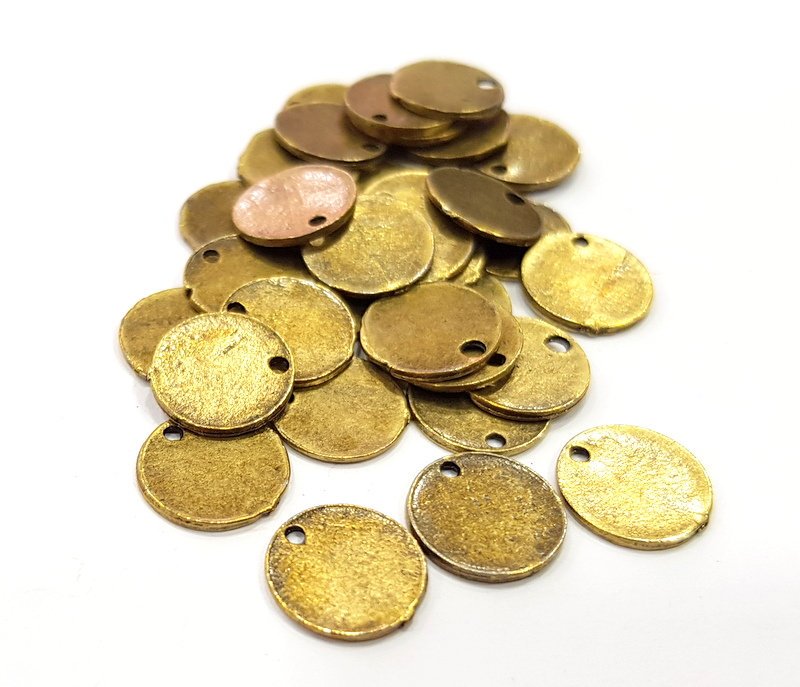 20 Disc Charms Flake Charm Antique Bronze Round Charms (11mm) G16306