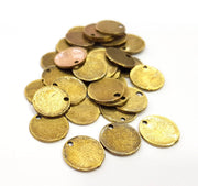 20 Disc Charms Flake Charm Antique Bronze Round Charms (11mm) G16306