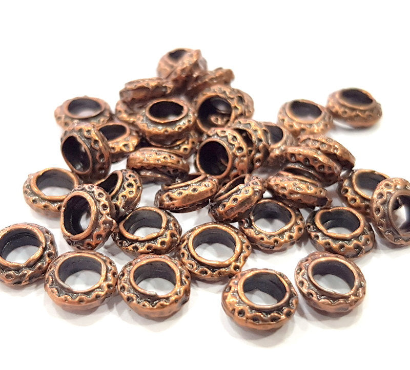 20 Copper Rondelle Beads Antique Copper Beads Antique Copper Plated Metal (8mm) G16307