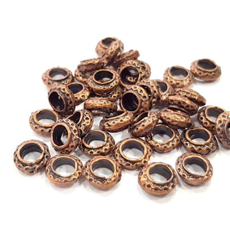 20 Copper Rondelle Beads Antique Copper Beads Antique Copper Plated Metal (8mm) G16307
