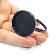 Black Bracelet Blank Cuff Bezel Resin Bangle inlay Blank Glass Cabochon Base Bezel Hammered Adjustable Black Bracelet (35mm ) G16310