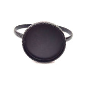 Black Bracelet Blank Cuff Bezel Resin Bangle inlay Blank Glass Cabochon Base Bezel Hammered Adjustable Black Bracelet (35mm ) G16310