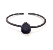 Black Bracelet Blank Cuff Bezel Resin Bangle inlay Blank Glass Cabochon Base Bezel Hammered Adjustable Black Bracelet (14x10mm ) G16312