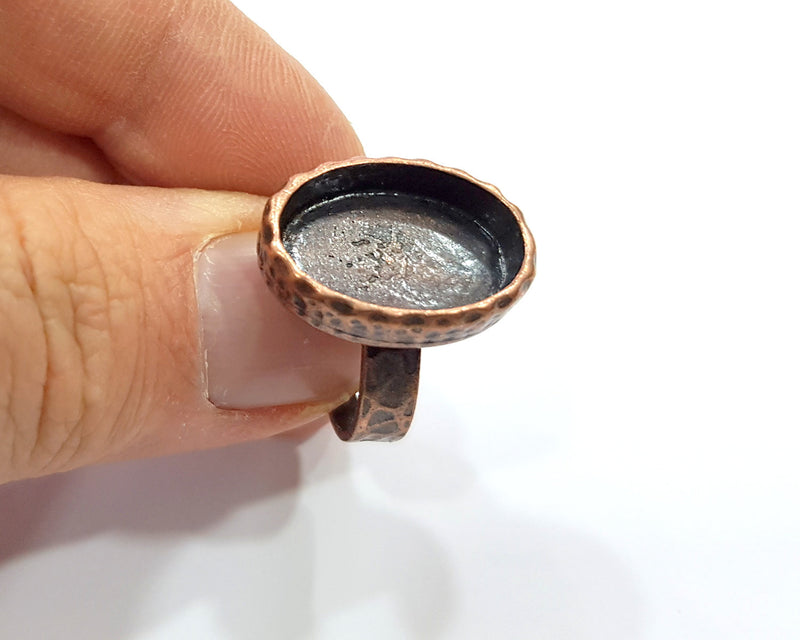 Copper Ring Blank Setting Cabochon Base inlay Ring Backs Mounting Adjustable Ring Base Bezel (18x13mm blank) Antique Copper Plated G16319