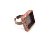 Copper Ring Blank Setting Cabochon Base inlay Ring Backs Mounting Adjustable Ring Base Bezel (16x16mm blank) Antique Copper Plated G16320