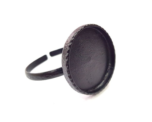 Black Bracelet Blank Cuff Bezel Resin Bangle inlay Blank Glass Cabochon Base Bezel Hammered Adjustable Black Bracelet (40mm ) G16321