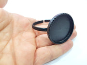 Black Bracelet Blank Cuff Bezel Resin Bangle inlay Blank Glass Cabochon Base Bezel Hammered Adjustable Black Bracelet (40mm ) G16321